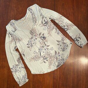 Lucky Brand Boho Floral Longsleeve Blouse